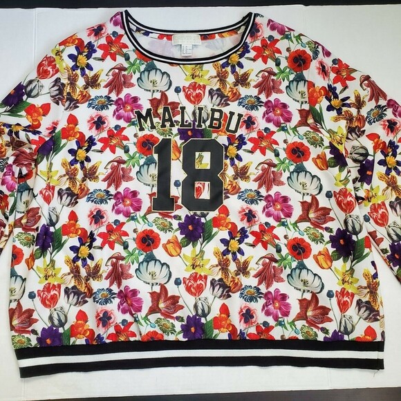 Floral Long Sleeve Top Plus Size Women's 3X Malibu Colorful Forever 21 - Picture 2 of 11